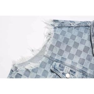 Fall Plaid Denim Sleeveless Men′ S Cardigan Vest