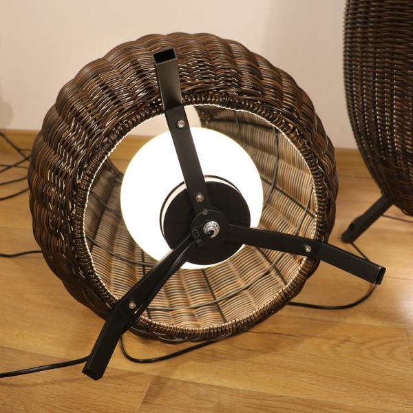 Customized Luxurious Rattan Floor Lamp , Indoor Creative Wicker Floor Light