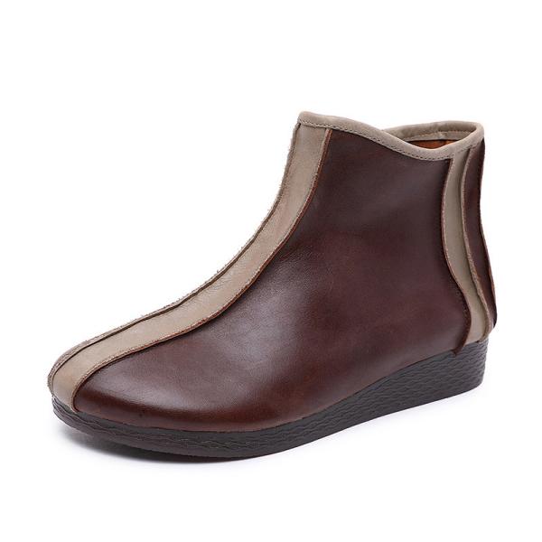 Buy S193 Manufacturer Mori female fresh and simple short tube leather handmade women's boots flat soft original fashion autu at wholesale prices