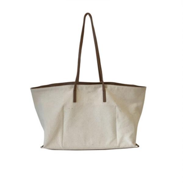 Buy Cotton Cosmetic Shoulder Zip Beach 50cm Handle Canvas Bag at wholesale prices