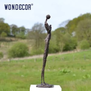 modern high-quality Outdoor abstract person holding rabbit bronze sculpture