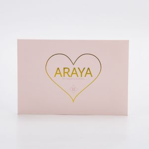 15x10cm Customized Pink Paper Thank You Card With Gold Foil Logo