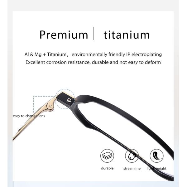 Aluminum Magnesium Titanium Frame Glasses , Custom Lens Round Prescription Glasses