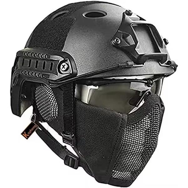 Buy Tactical Helmet Combined With Foldable Ear Protection Half Face Mesh Mask And Glass Set at wholesale prices