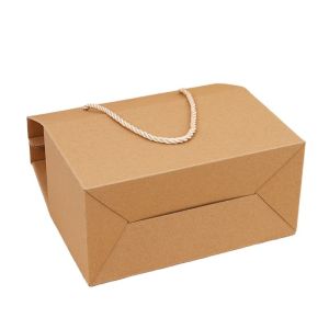 Custom Packaging Recycled Kraft Paper Box With Rope Handle Environmental and