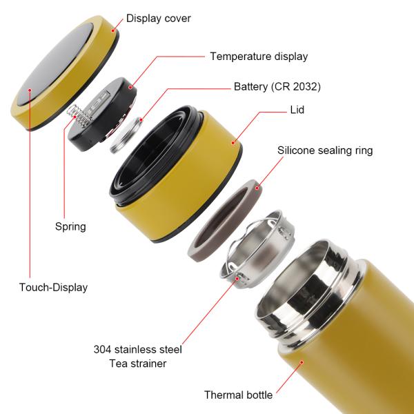 Tea Infuser Bottle Smart Sports thermos LED Temperature Display Double Wall Vacuum Insulated Water Bottle Batteryreplace the