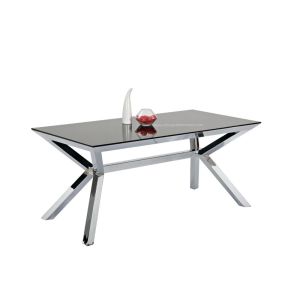 Rectangle Fixed Dining Table , Stainless Steel Black Painted Dining Table
