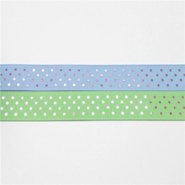 High Quality foil personalised printed ribbon silver Dots Polyester For Gift Packing