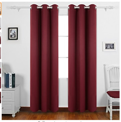 Buy Burgundy Printed Custom Kitchen Curtains Reducing The Sun Shine Effectively at wholesale prices