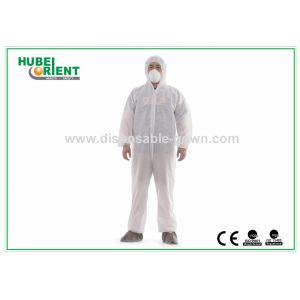White Disposable Protective Coveralls With Hood And Feetcover By SMS PE