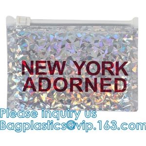 China Reusable Metallic Matte Glossy Holographic Zip lockk Bags, Reclosable Cosmetic Packing Bubble Pouch Slider Zipper on sale