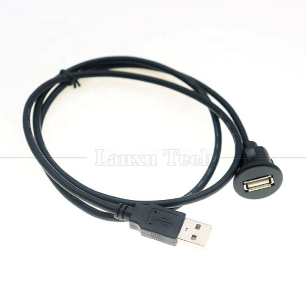 Car Audio Stereo Dashboard Male to Female Flush Panel Mount USB 2.0 Type A Extension Cable