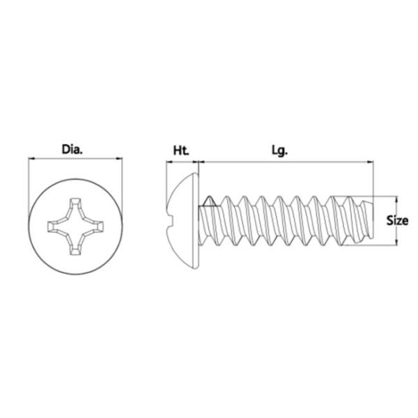DIN7981 M2 Rounded Head Stainless Steel Self Tapping Screws With Washer