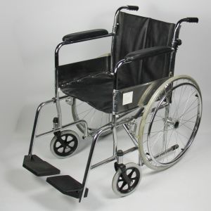 Hospital Folding Steel Wheelchair With Detachable Footrest Flip Back Seat