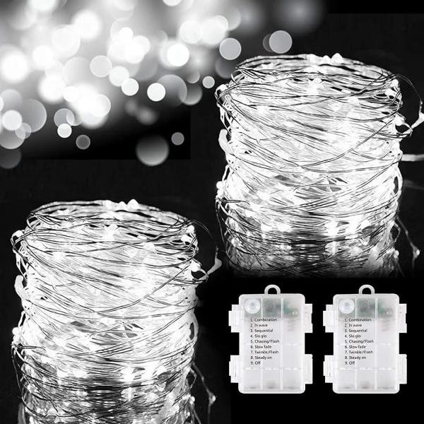 White 100 LED Copper Wire String Lights Waterproof Mini Battery Power Twinkle