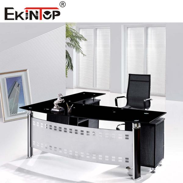 Buy Metal Legs With Cabinet Glass Desk Modern Home Office Computer Desk at wholesale prices