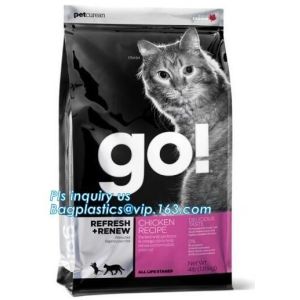 Stand Up Dog Food Feed Packaging Bag With Tear Off Slider Seal, FDA Grade High Barrier Aluminum Foil Side Gusset Quad Se