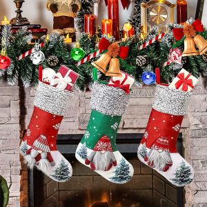 Quality Christmas Stockings 3Pack, 18" Large 3D Gnome Santa Xmas Stockings Decorations with Plush Faux Fur Cuff, for sale