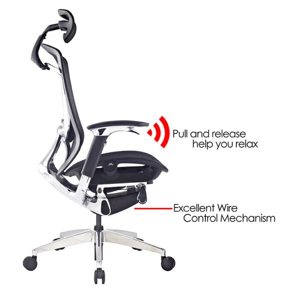 Adjustable Lumbar Support Chair Grey Ergonomic Office Rotation