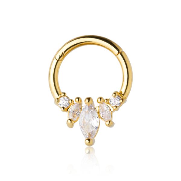 Women Stainless Steel Body Piercing Jewelry Zircon Septum Clicker Hoop ODM