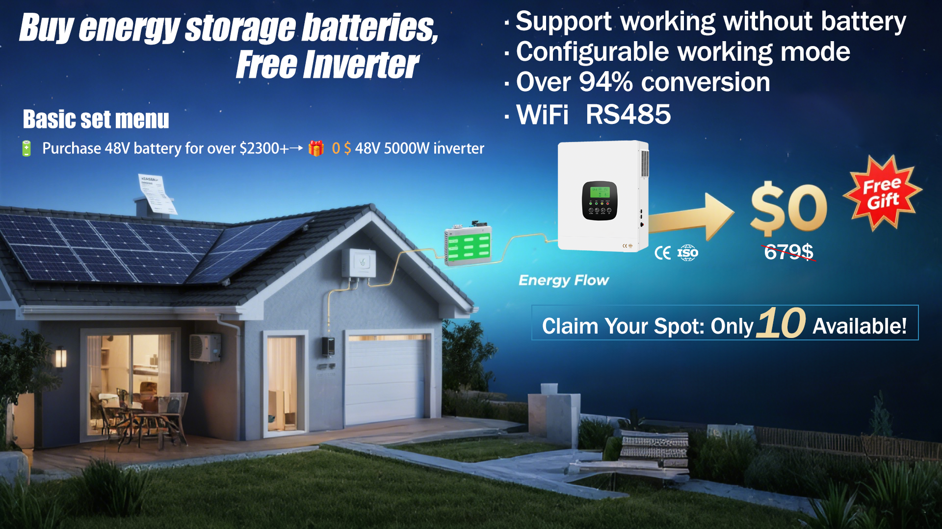 Integrated Solar Power Generation System Inverter 10kW Lithium Battery Household