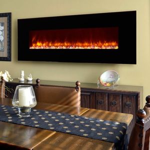 Buy cheap 2380mm Wall Bracket Remote Wall Mounted Electric Fireplace Black Painted Glass from wholesalers