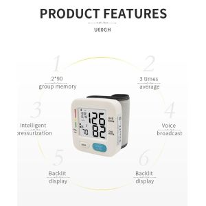 Electronic Fully Automatic Digital Blood Pressure Monitor Wrist 200/Min