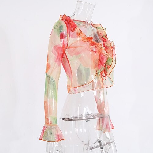 OEM maufactory European and American women's clothing polyester2023 Summer new sexy deep V -neck long sleeve t -shirt