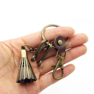 Silk screen printing Zinc Alloy Keychain Carabiner Badminton Keyring