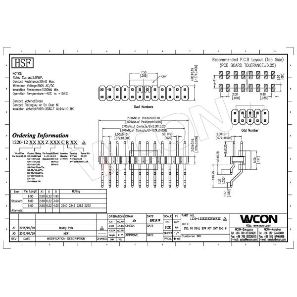 2 Pin Header Connector Male Right Right Angle / SMT Type PA9T With POST / CAP