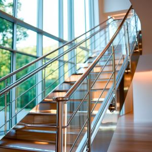 Stylish Curved Stainless Steel Handrails for Home Staircases