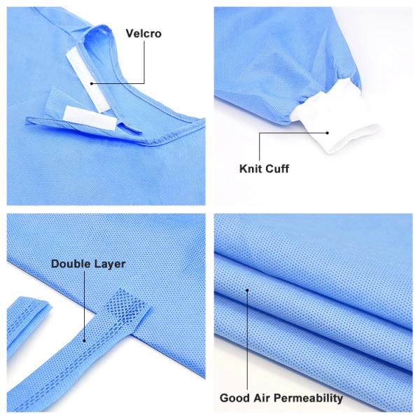 Surgery AAMI Level 1 Surgical Gown Blue Green Color For Clinic