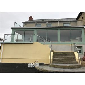 Professional Brushed Stainless Steel Glass Railing , Stainless Steel And Glass