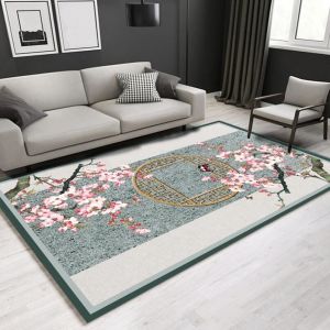 Rectangle Polyester Fiber Living Room Floor Carpets New Chinese Style Flower 4-8
