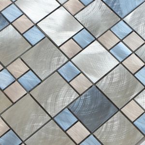 Good quality brush finished metal mosaic tile puzzle pattern