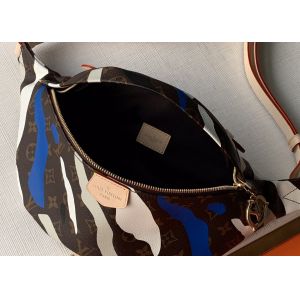 Camouflage Monogram Canvas Zipper Open Ladies Waist Bag Dumpling Shape