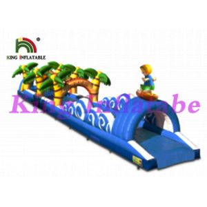 Quality 18m Long Single Lane Inflatable Slip N Slide With Air Pump Blue / Yellow OEM for sale