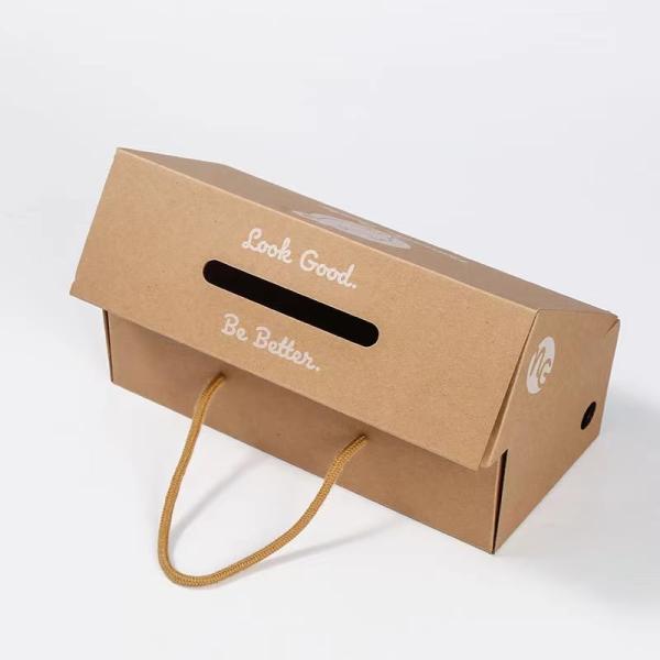 Ultra Hard Corrugated Cardboard Folding Sports Shoe Box with Customized Print Logo and Wax Coating