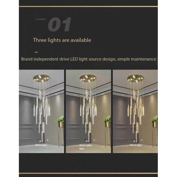 Hotel Corridor Staircase Crystal Stick Pendant Light Balcony Hallway Hanging Fixtures