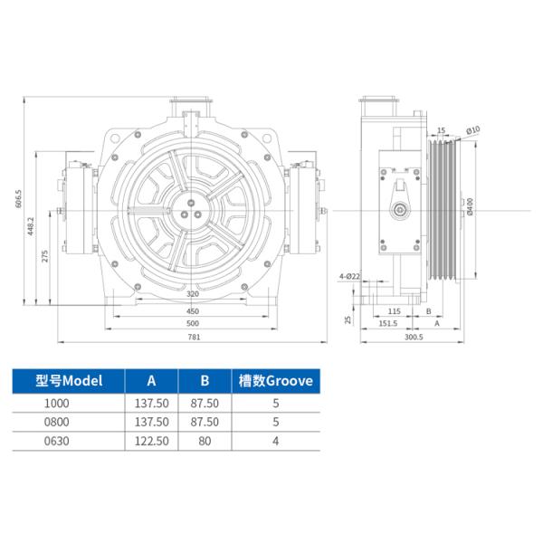 Gearless Elevator Machine 630-1000KG 1.00-1.75m/s Traction