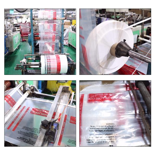 40 Micron LDPE Plastic Self Adhesive Bags With Suffocation Warning