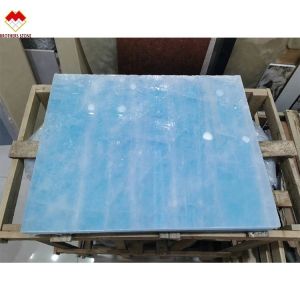 Quality Beautiful Backlit Blue Crystal Onyx Slab Perfect for Modern Home and Hotel Decoration for sale