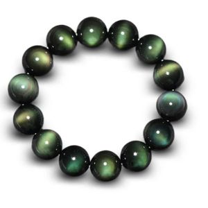 Quality 14cm - 17cm Mystical Bracelet Natural Green Eye Obsidian Wealth Bracelet for sale