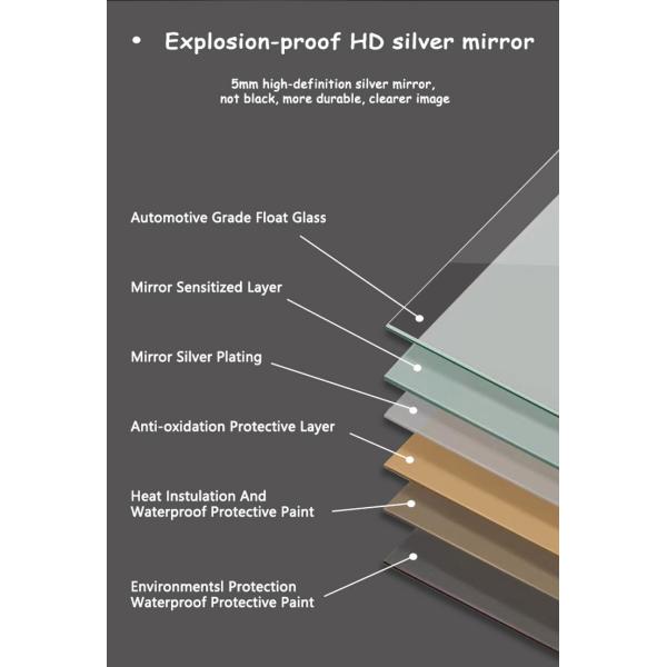 Smart LED Bathroom Vanity Mirror with Oval Bath Toilet and Luminous Lights in Silver