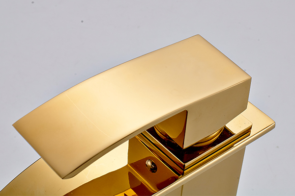 Golden Waterfall Spout Bathroom Sink Faucet ROVATE Single Handle Classic Style