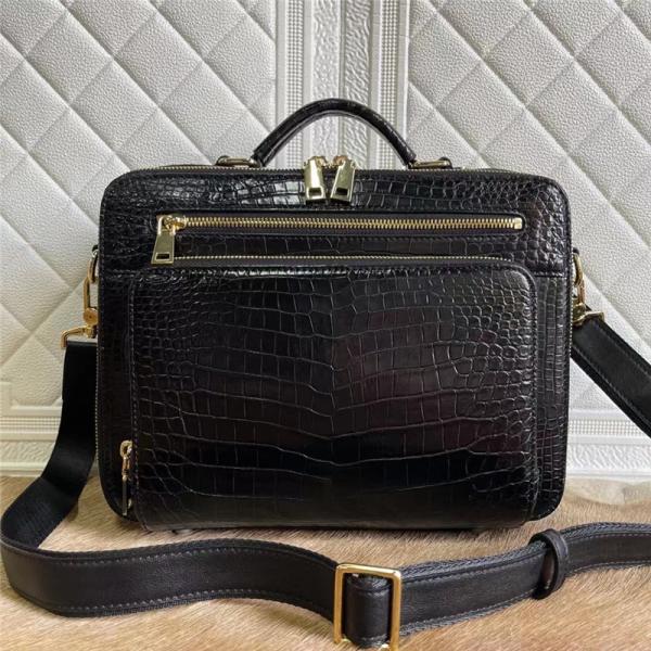 Exotic Crocodile Belly Skin Businessmen Small Briefcase ZIP Working Purse