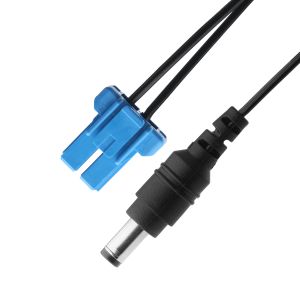 China DC Plug 2.1*5.5mm Solder Type PVC Appearance Molding To TE Blue Housing 2P Female Cable Connector on sale