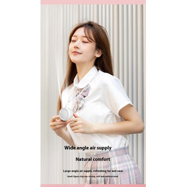 Lazy USB Charging Bladeless Neck Hanging Small Fan for DC5V Power Supply and Battery