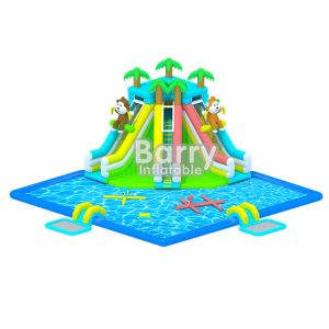 Kids inflatable water park equipment , OEM/ODM jungle inflatable water slide