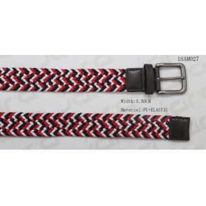 Red Elastic/ Coffee PU Men's Stretchable Belts , Old Silver Buckle Elastic